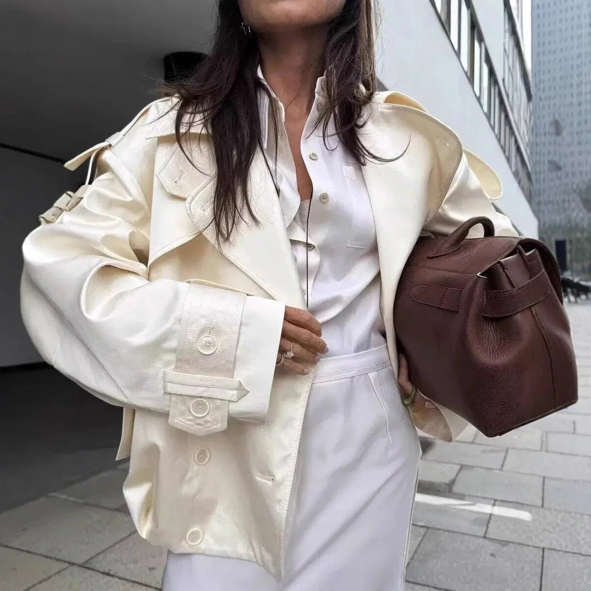 Chaqueta cortaviento Linda retro con doble botonadura
