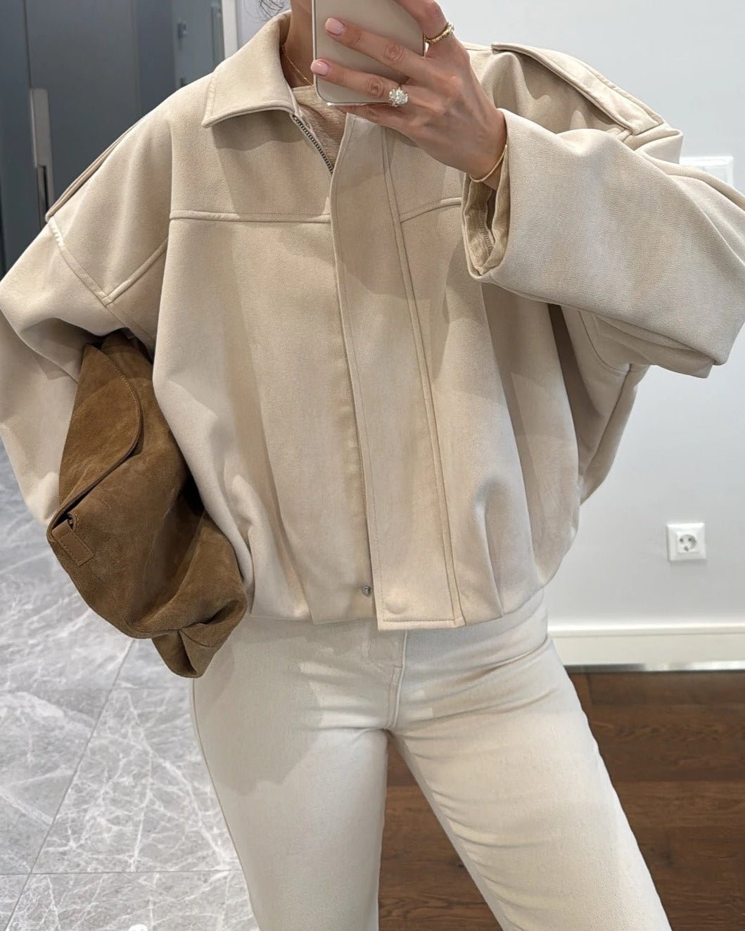Helen Faux Suede Bomber Jacket