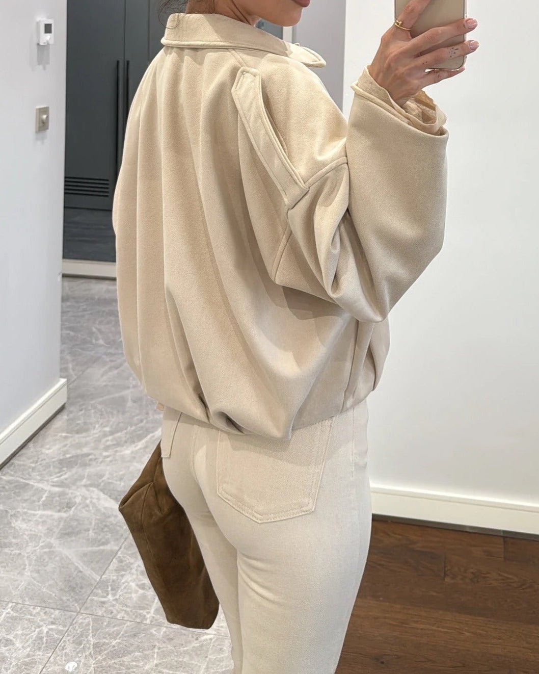 Helen Faux Suede Bomber Jacket