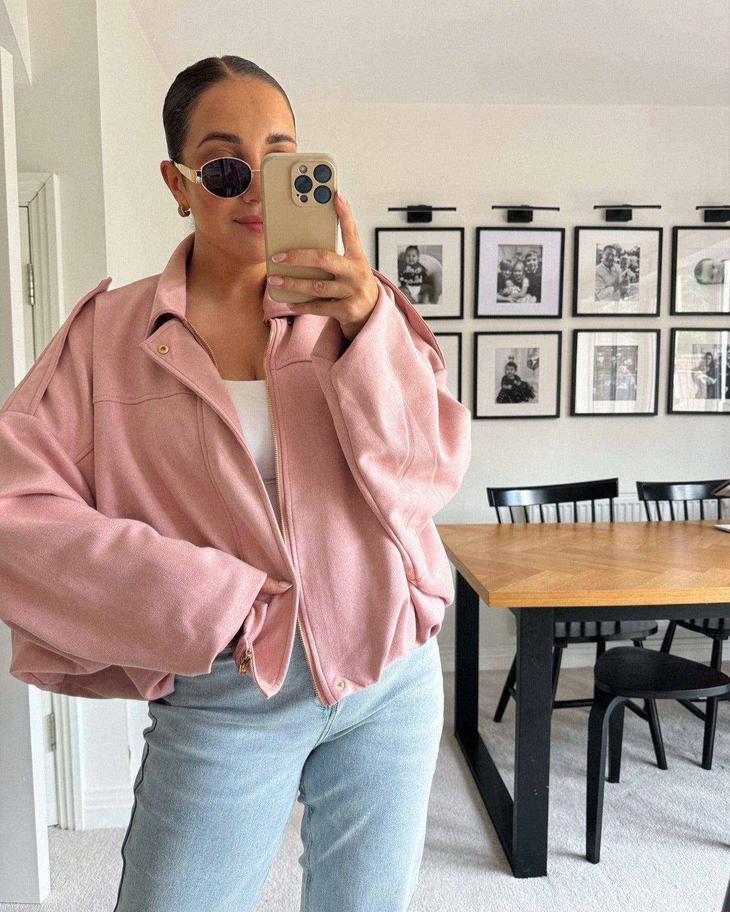 Helen Faux Suede Bomber Jacket