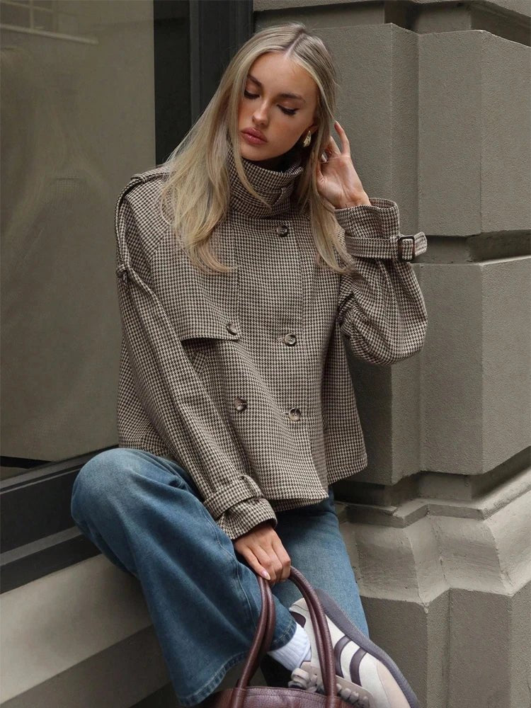 Helen Houndstooth Plaid Jacket