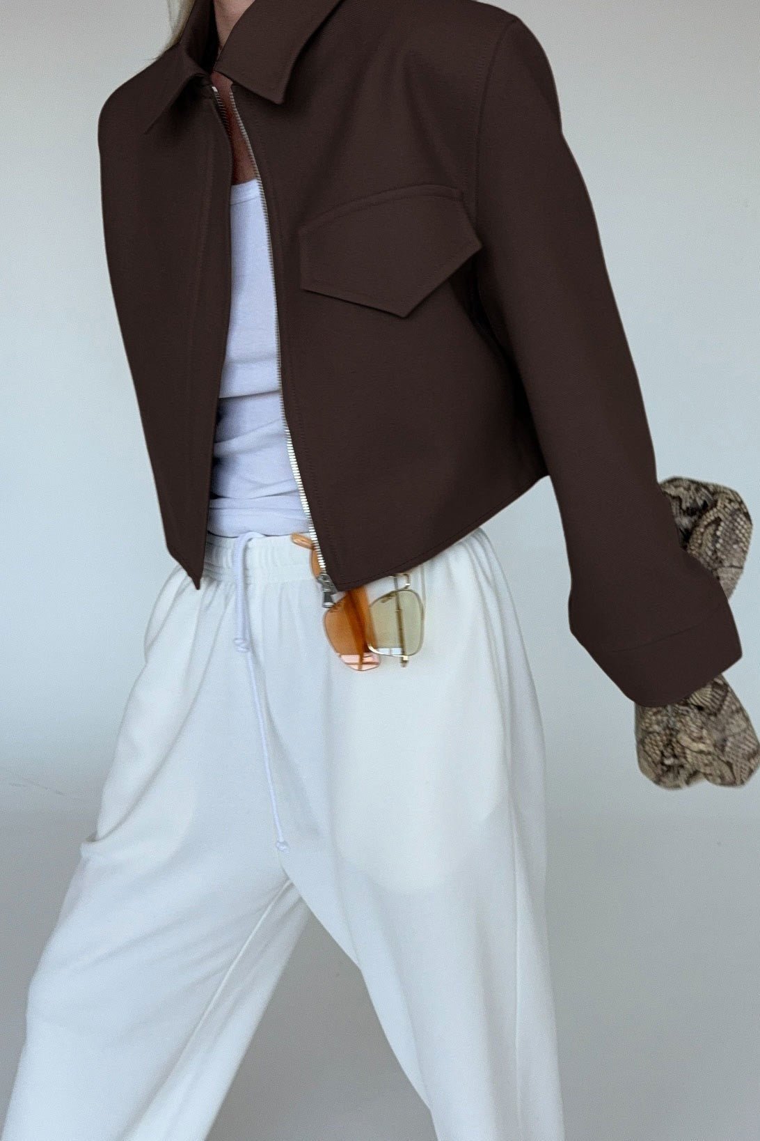 Chaqueta Amelie Marrón con Cremallera