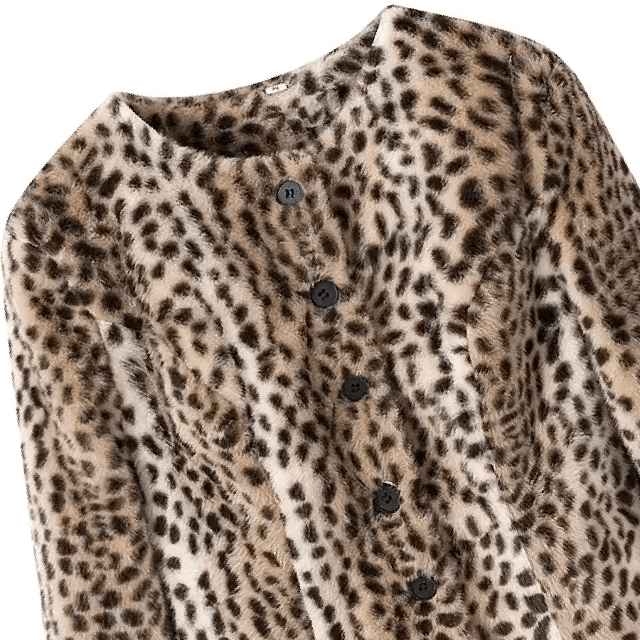 Chaqueta corta de pelo sintético con estampado de leopardo Katie