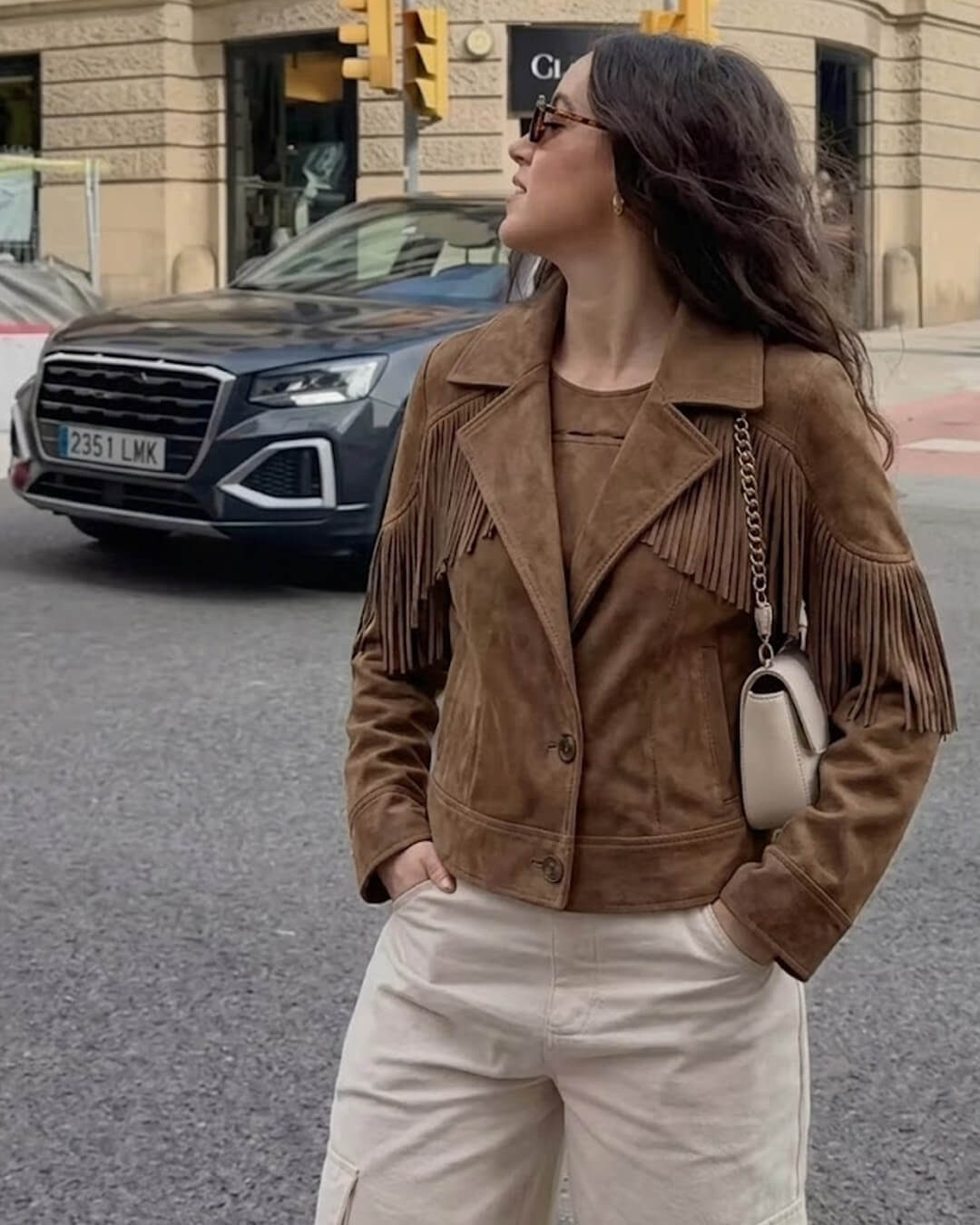Chaqueta vaquera Julie de flecos en ante sintético