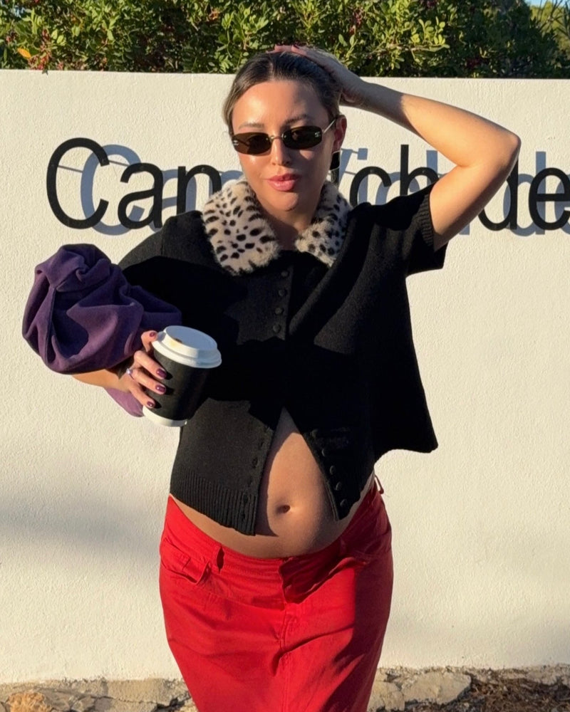 Cárdigan top de punto con pelo sintético estilo Bambi Ella