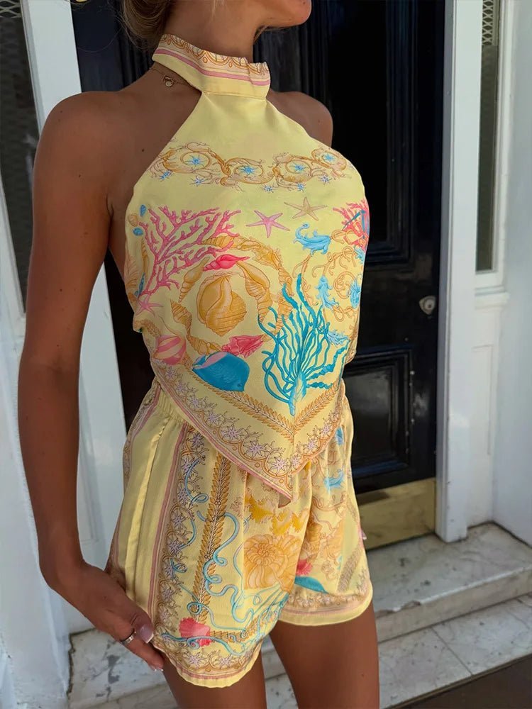 Conjunto Kate Halter estampado de dos piezas