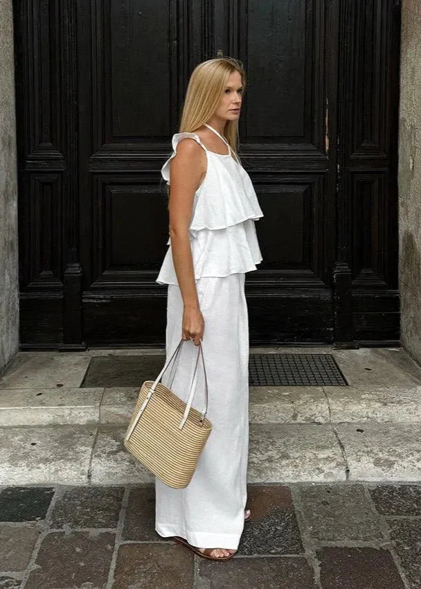 Conjunto Mara Flowy con volantes — top y pantalón