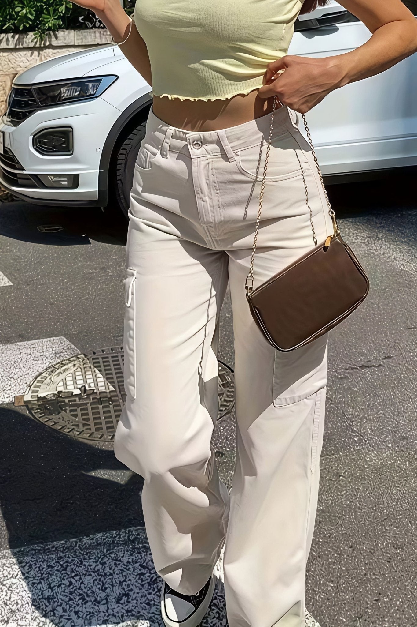 Sara Pantalones Cargo Rectos con Bolsillos