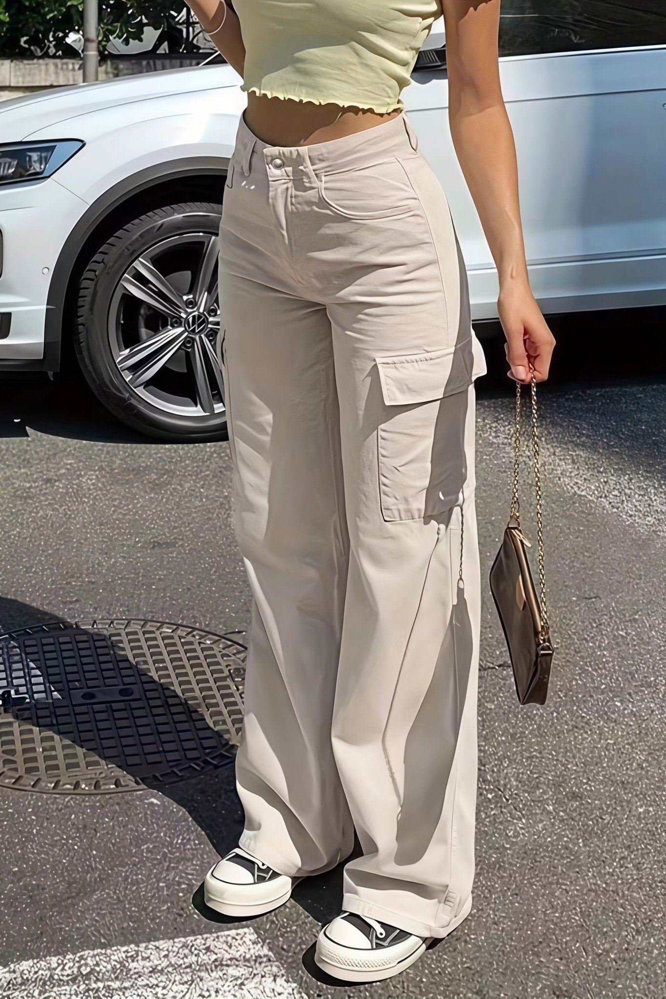 Sara Pantalones Cargo Rectos con Bolsillos