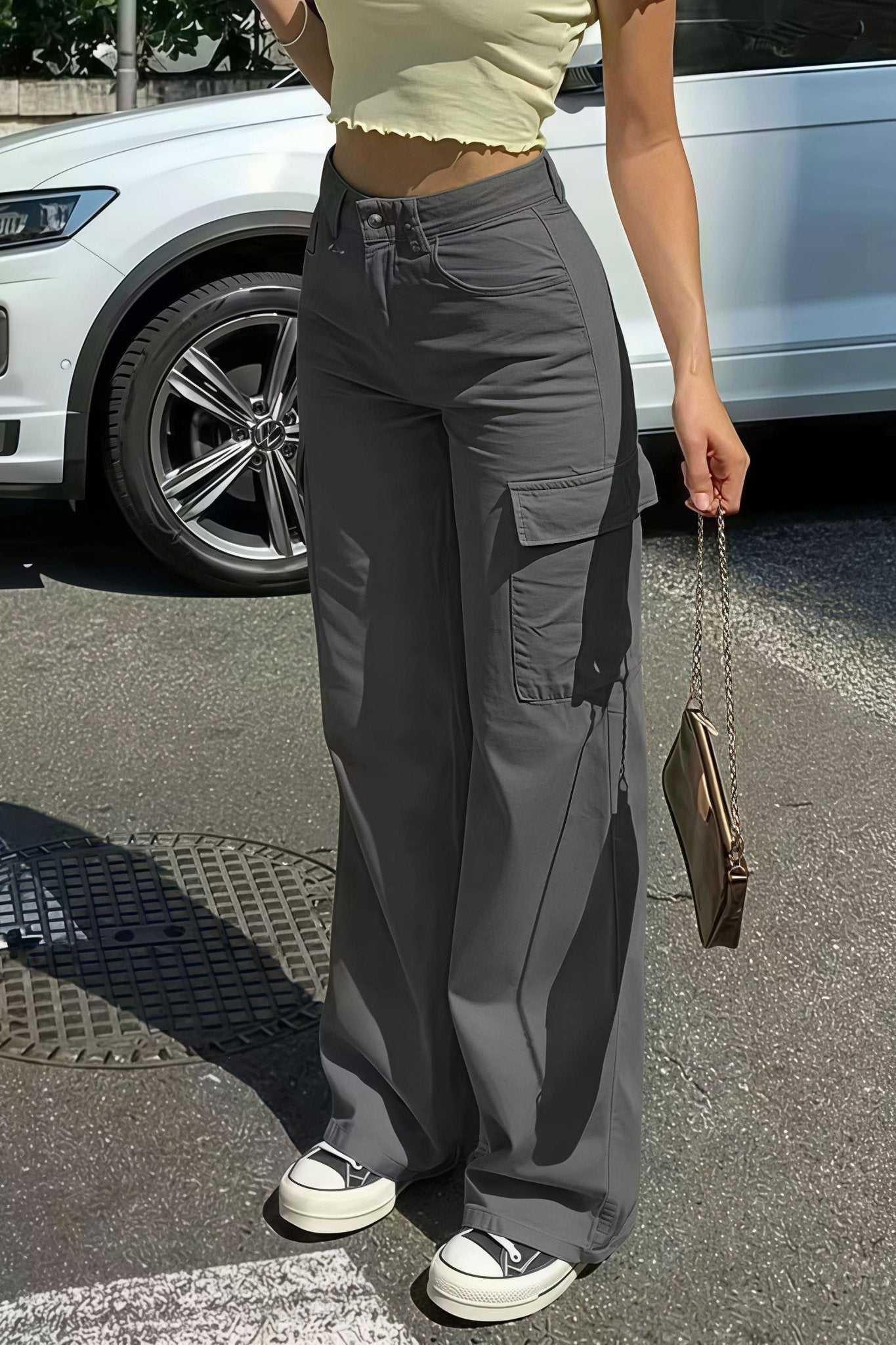 Sara Pantalones Cargo Rectos con Bolsillos