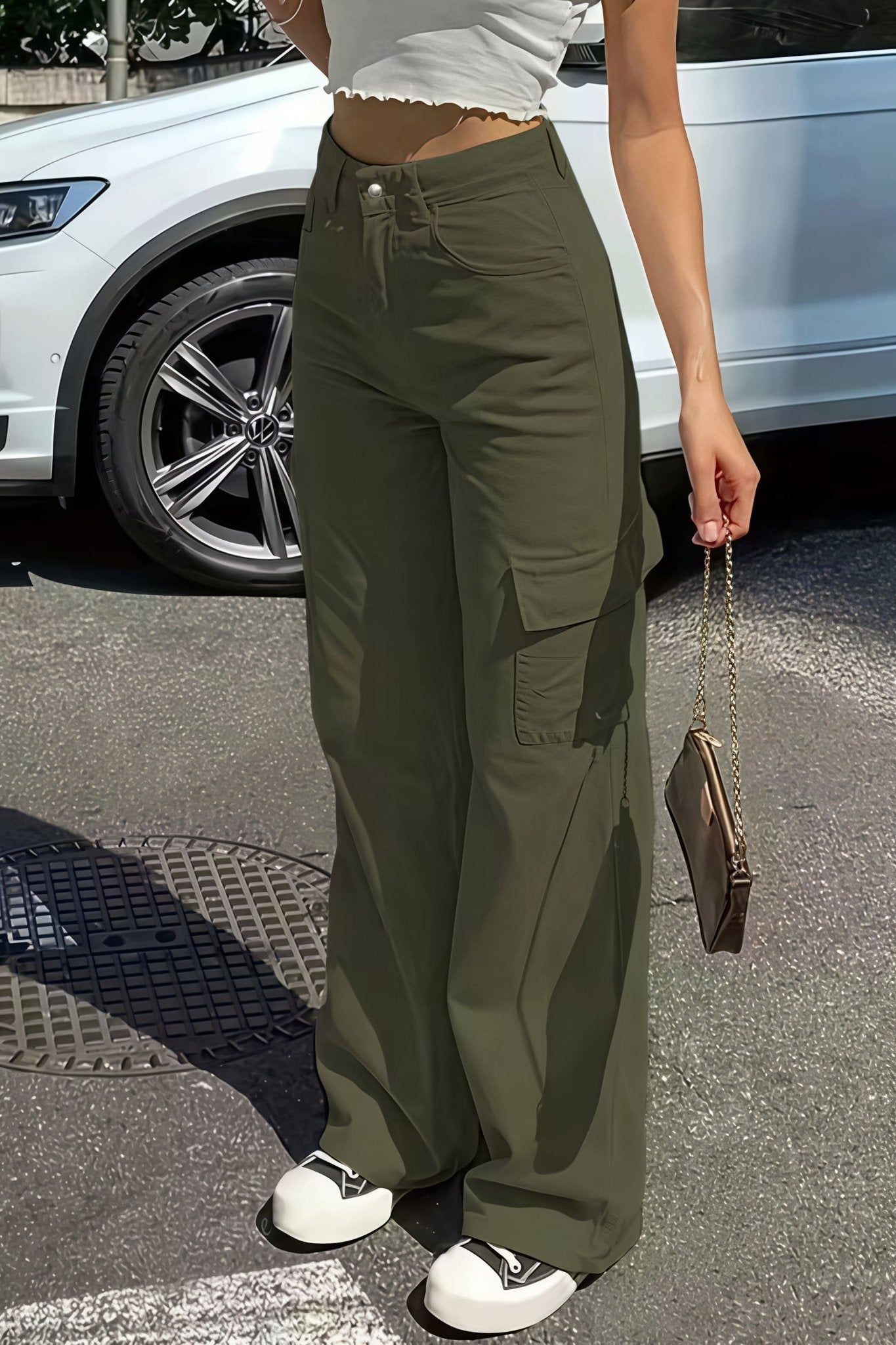 Sara Pantalones Cargo Rectos con Bolsillos