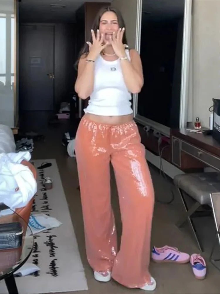 Pantalones anchos Margot con lentejuelas