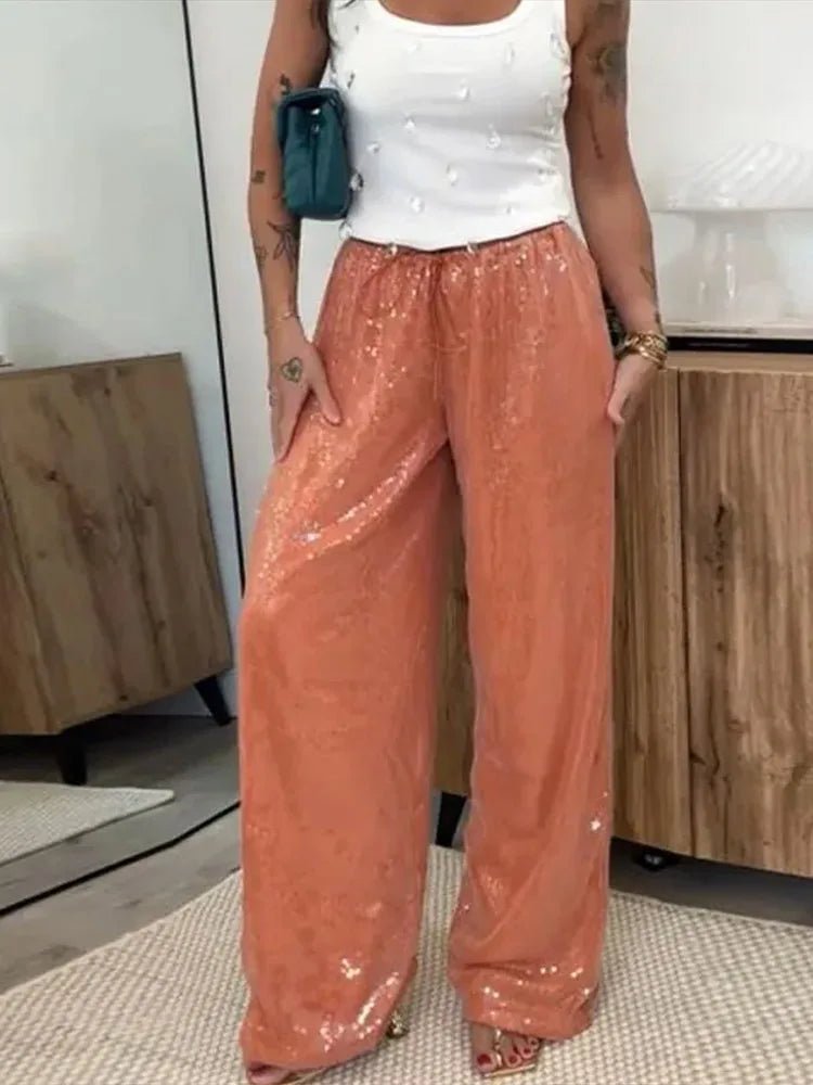 Pantalones anchos Margot con lentejuelas