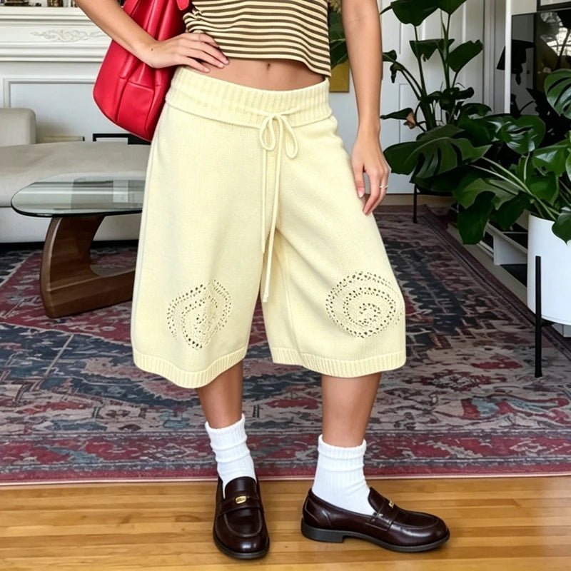 Shorts tipo culotte de pierna ancha Evelyn de punto