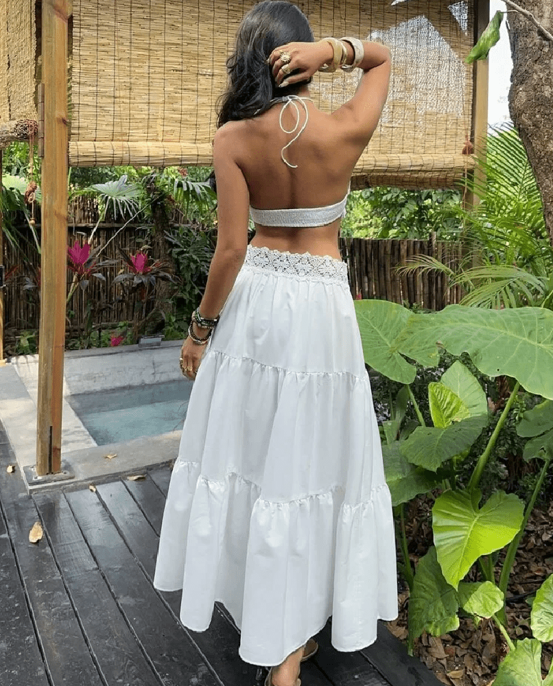 Lena Lace Halterneck Layered Skirt Set