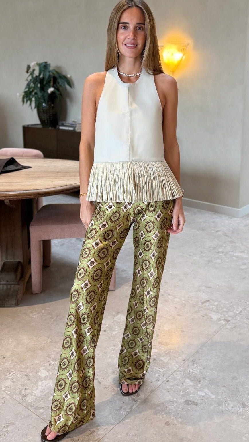Top halter Gina de flecos en polipiel