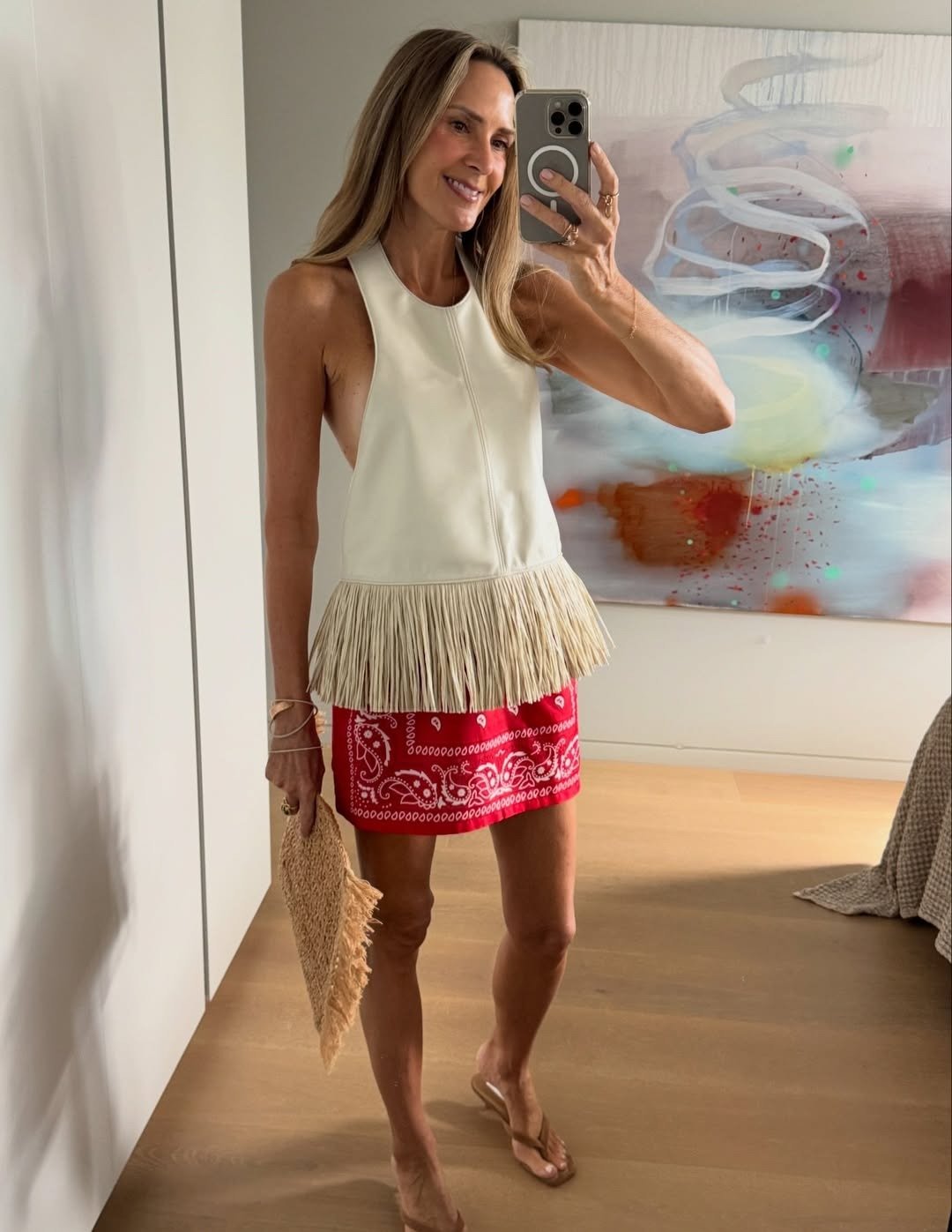 Top halter Gina de flecos en polipiel