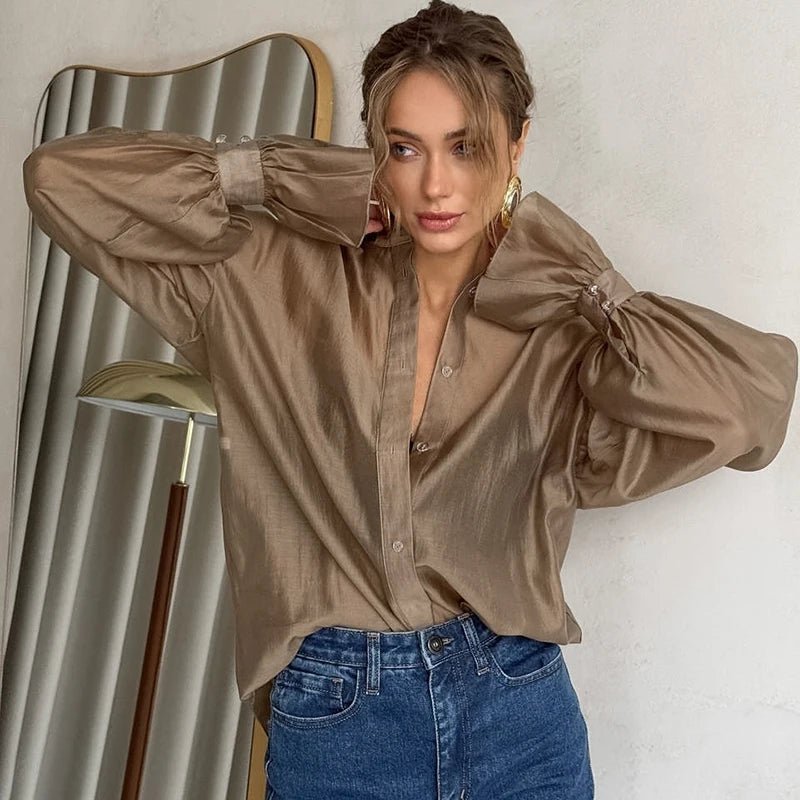 Blusa Vivienne de manga larga y transparente