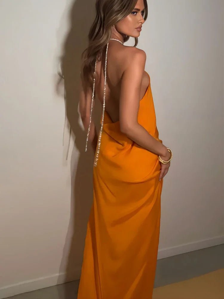 Leah vestido maxi de lentejuelas con halter