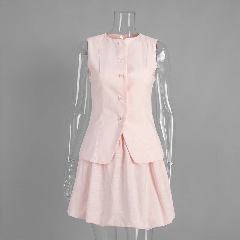 ZEYA - Aaliyah Elegant Vest Skirt Set Summer