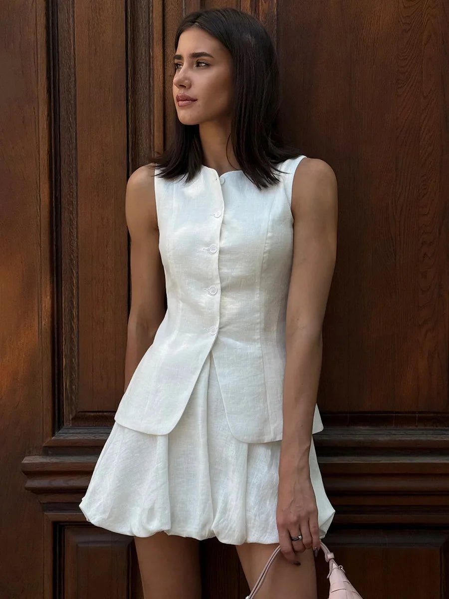 ZEYA - Aaliyah Elegant Vest Skirt Set Summer
