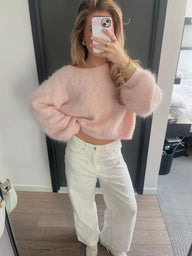 Suéter de mohair Addison con hombros descubiertos