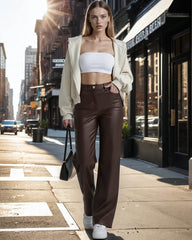 Pantalones clásicos Adriana de cuero sintético