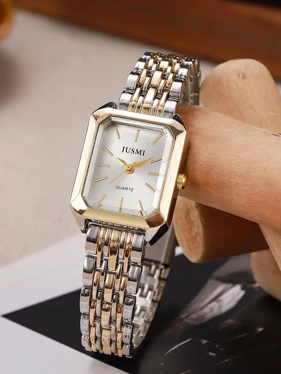 ZEYA - Aisleen Square Dial Steel Strip Quartz Watch - Stylish, Durable Timepiece