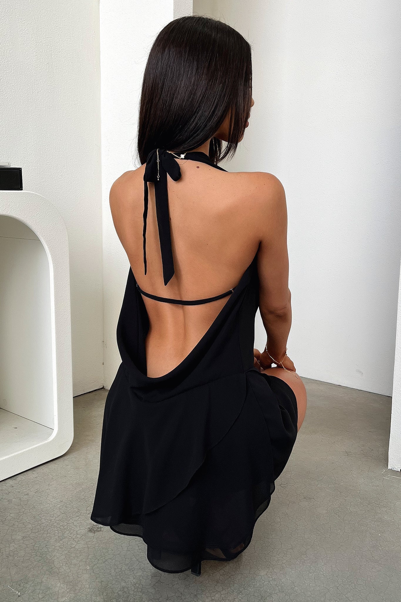 ZEYA - Aiza Draped Deep Neck Mini Dress