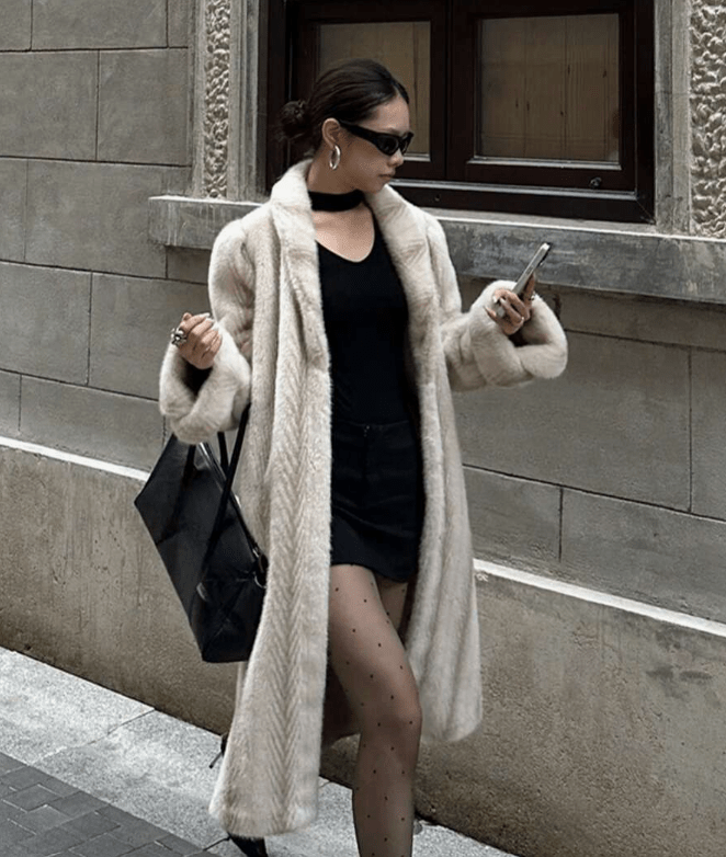 ZEYA - Alicia Faux Fur Maxi Coat with Belt