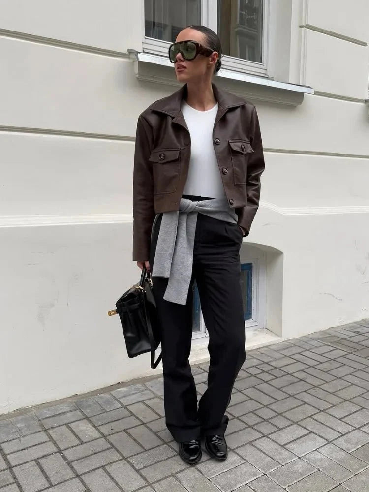 ZEYA - Aliyah Cropped Faux Leather Jacket