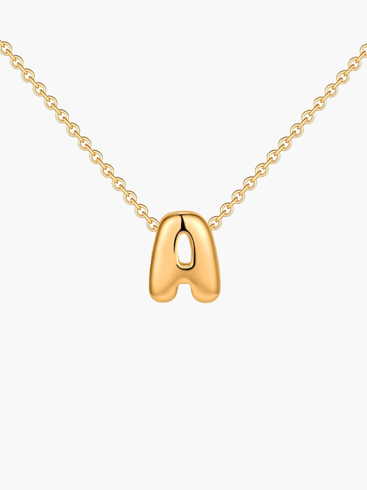 ZEYA - Alouette Gold Initial Necklace - Dainty 3D Bubble Name Jewelry for Women