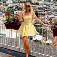 Amanda Retro Plunge vestido mini