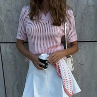 Blusa Amber Polo de Punto con Detalles Calados