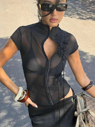 Top corto con apliques de borlas Ambre