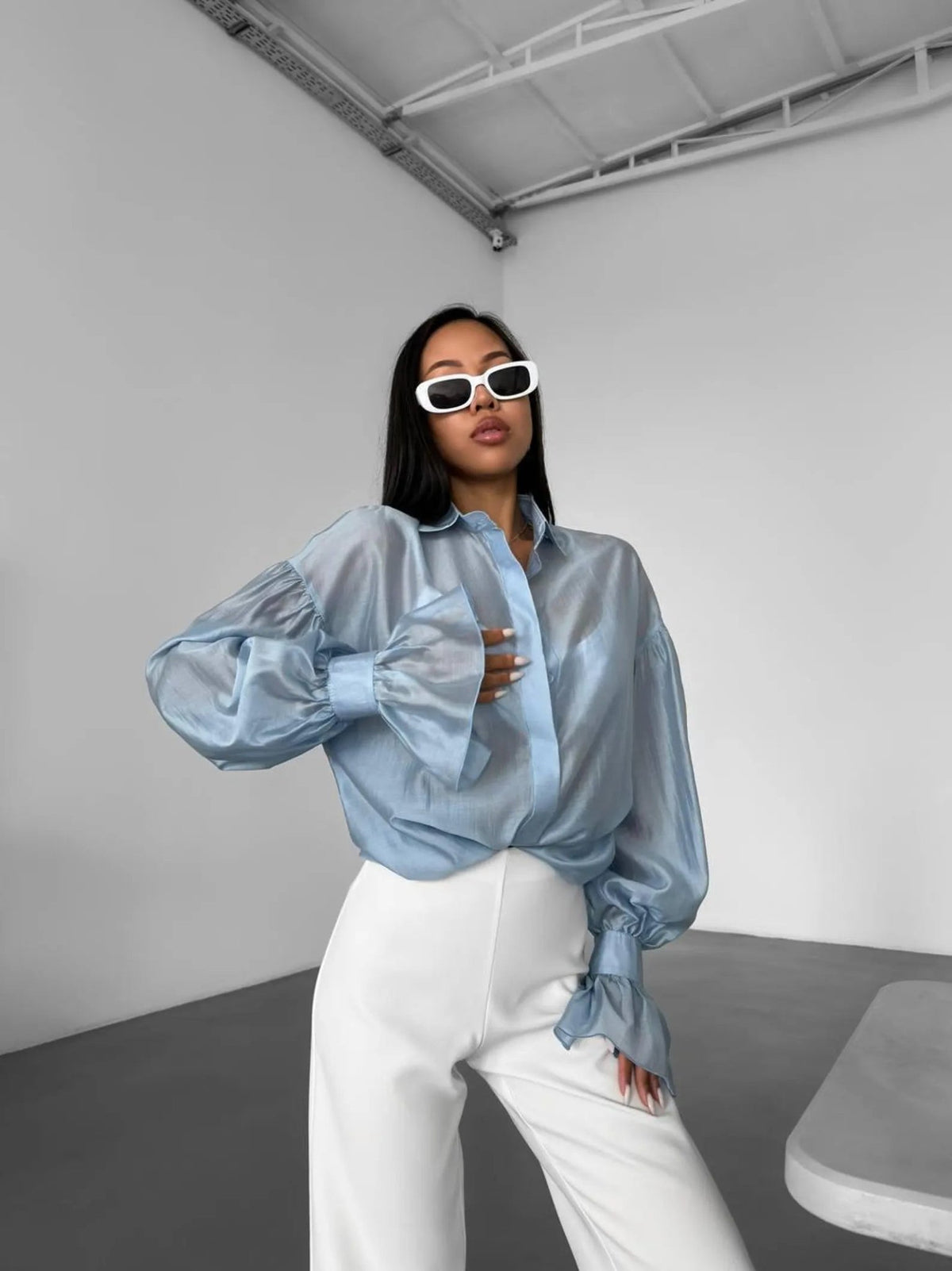 ZEYA - Amelie Long Sleeve Sheer Blouse