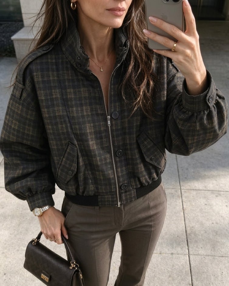 ZEYA - Amy Vintage Plaid Bomber Jacket