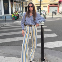 Angela Low-Rise Striped Trousers