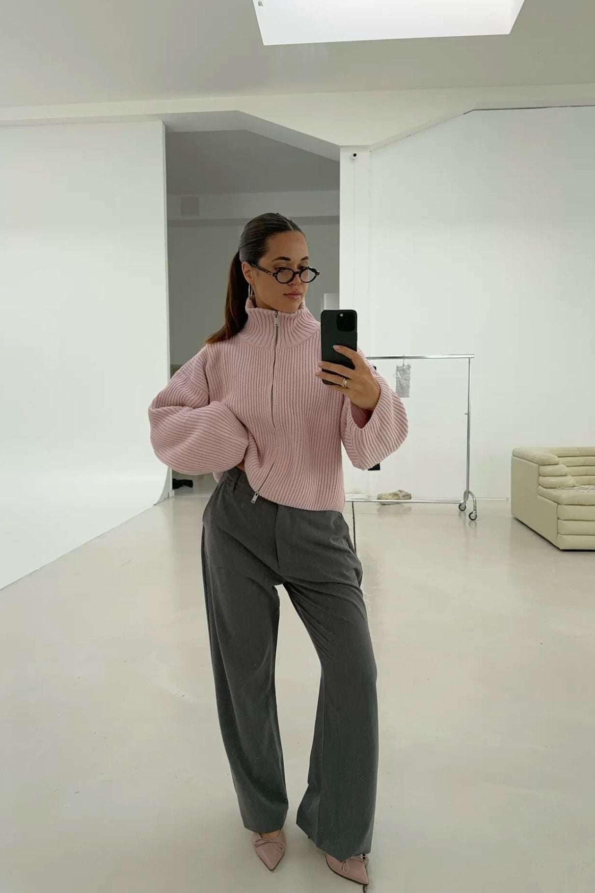 ZEYA - Angela Oversized Ribbed Zip-Up Sweater