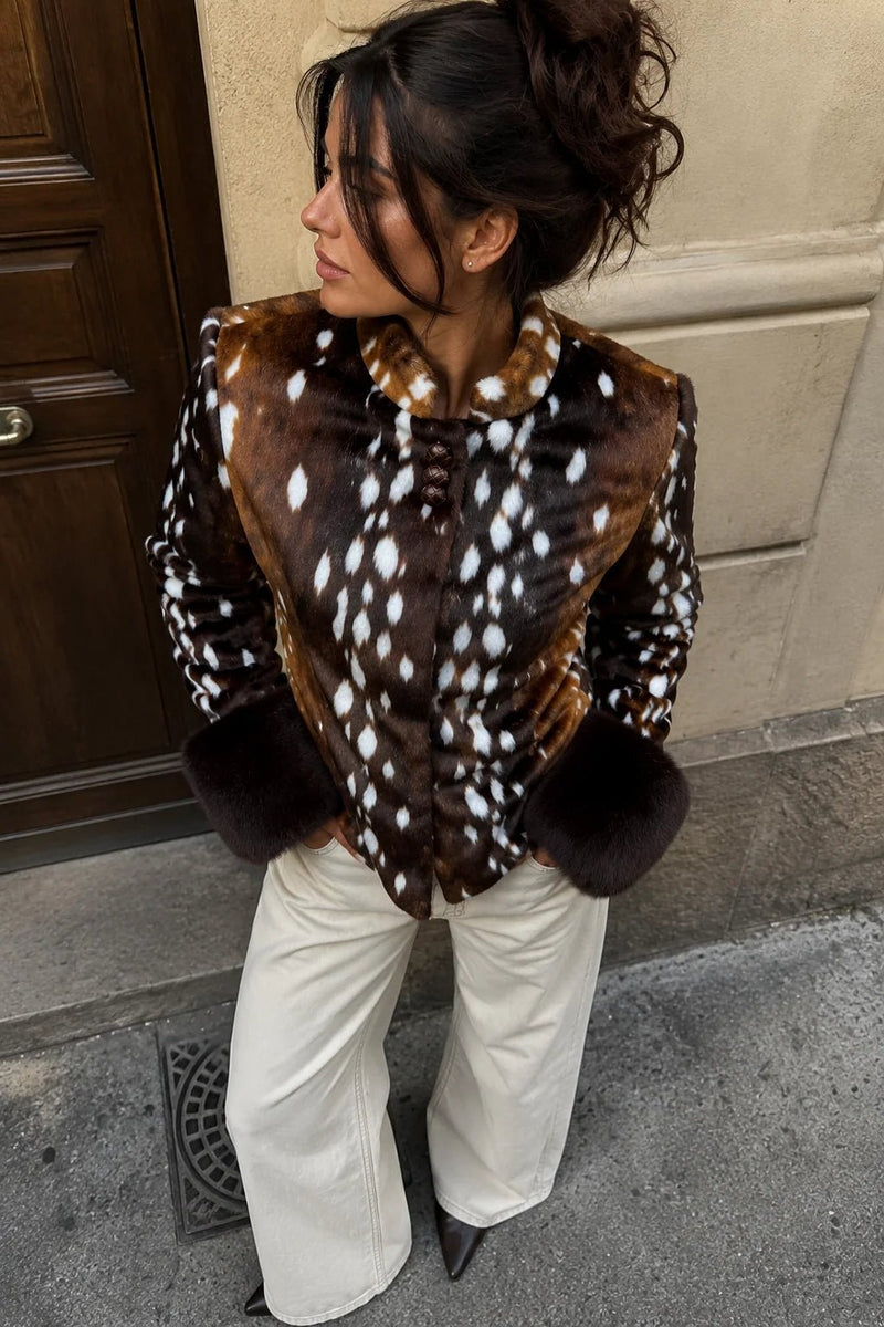 ZEYA - Anne Contrast Cuff Faux Fur Jacket