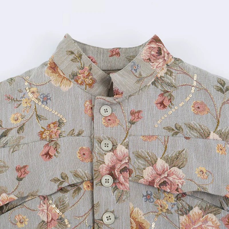 ZEYA - Anne Vintage Jacquard Cropped Jacket