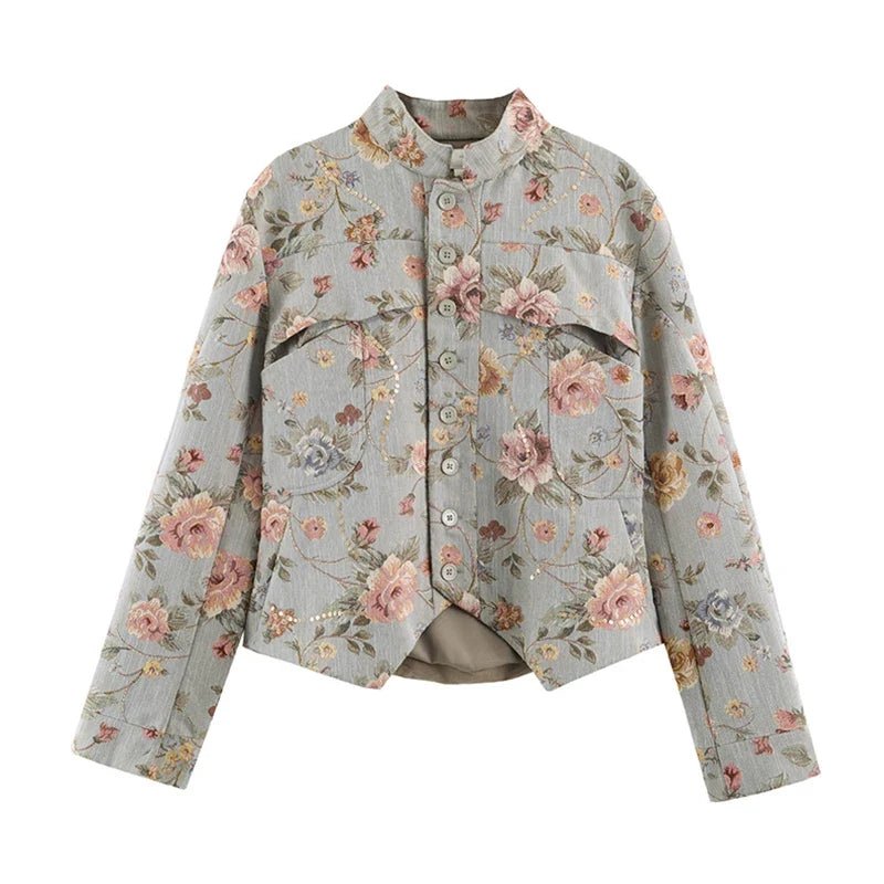 ZEYA - Anne Vintage Jacquard Cropped Jacket