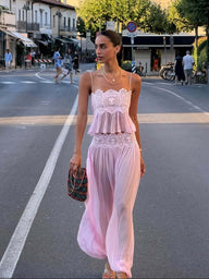 Annie conjunto de encaje y gasa con pantalones