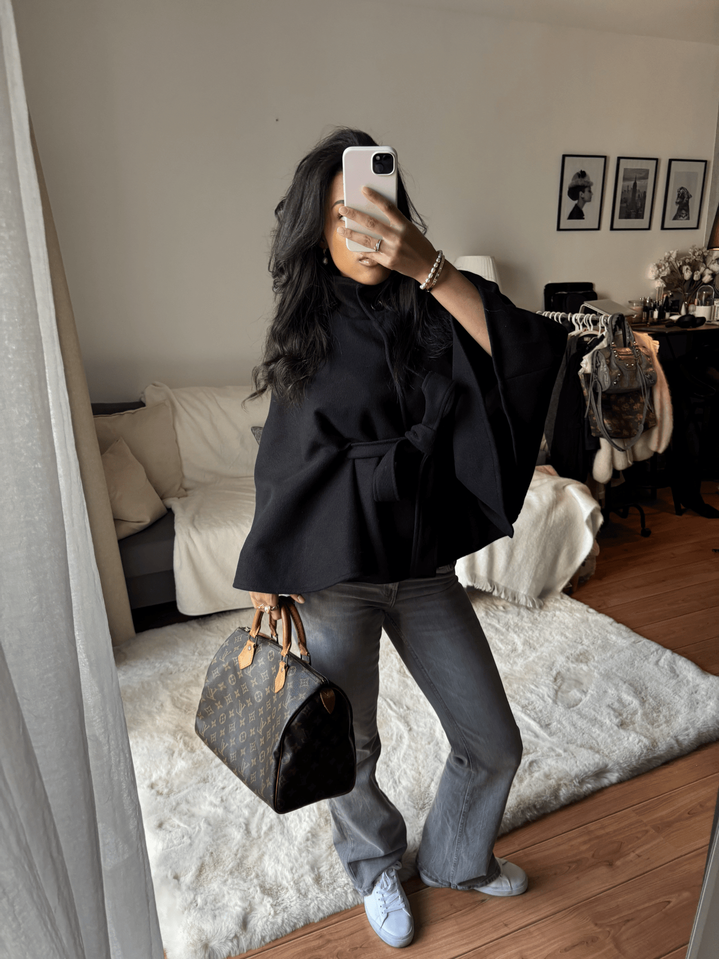 ZEYA - Arianne Elegant High - Neck Belted Cape Jacket