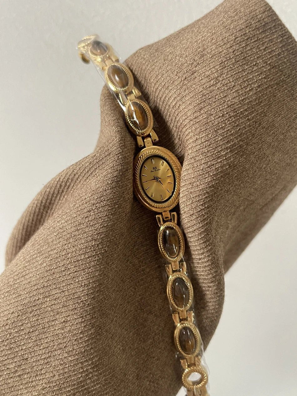 ZEYA - Aubrette Women's Watch - Luxury Jade Bracelet Quartz Timepiece, Elegant Gold Design