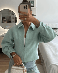 Chaqueta Audrey corta de tweed con cremallera