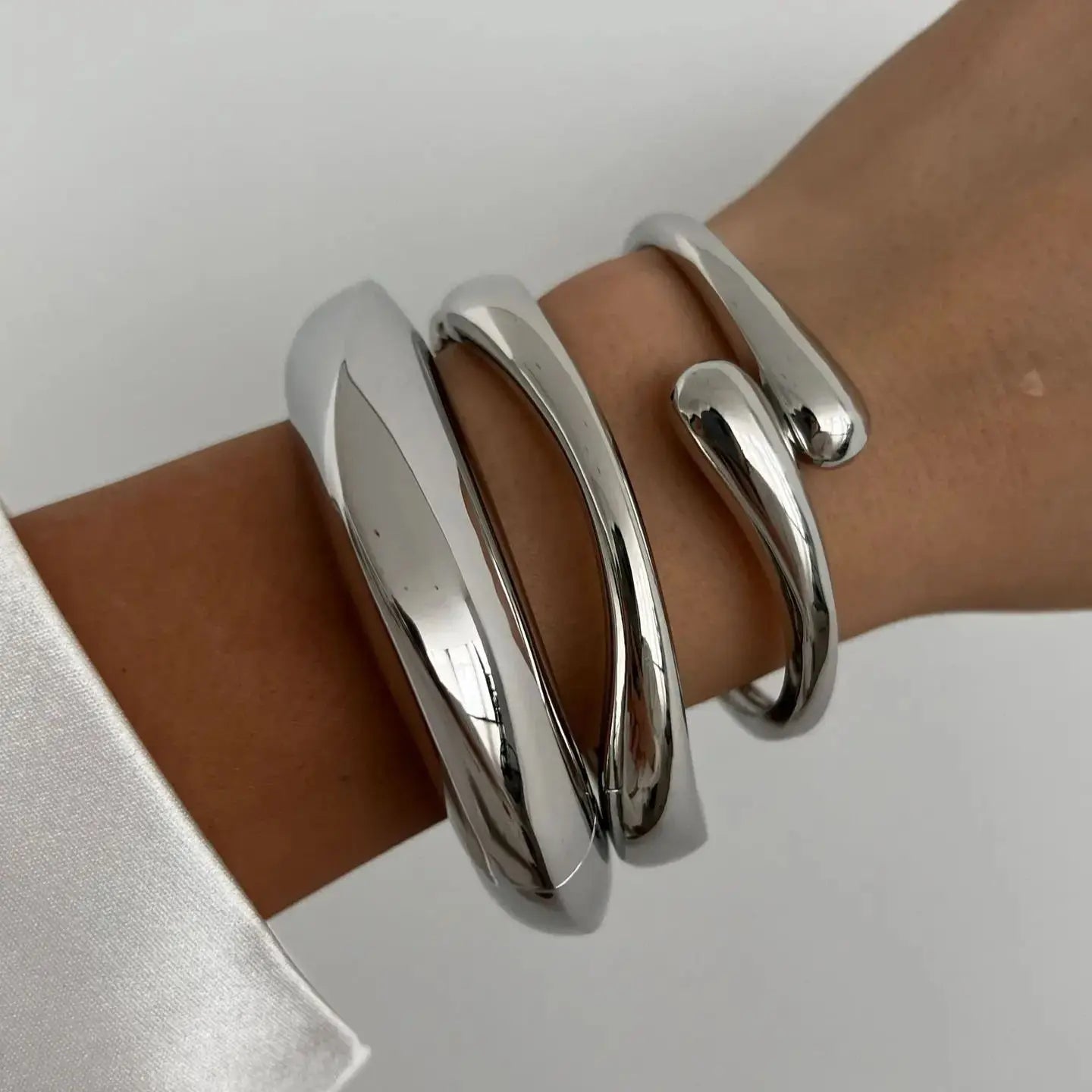 ZEYA - Avenlee Metal Cuff Bangles - Geometric Hip Hop Bracelets for Women