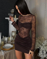 Adena vestido corto de encaje con espalda descubierta