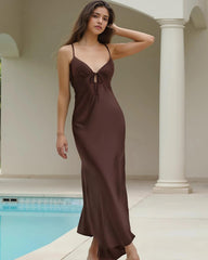 Aderinsola vestido tipo cami con escote en la espalda y lazo delantero
