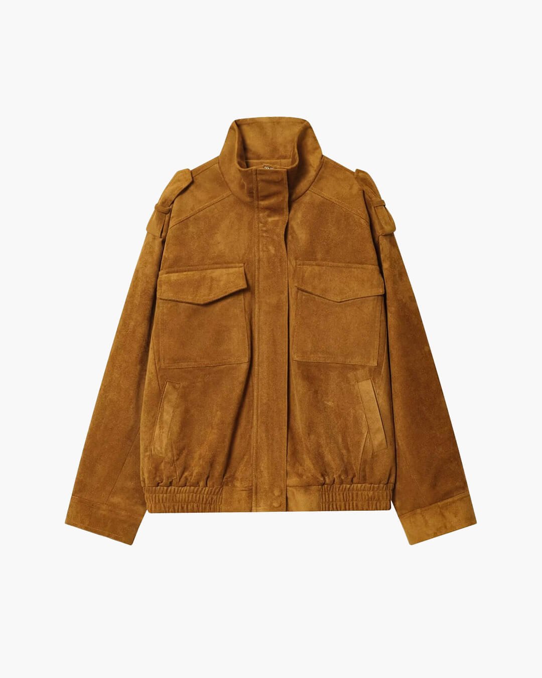 ZEYA - Bianca High Neck Suede Pocket Jacket